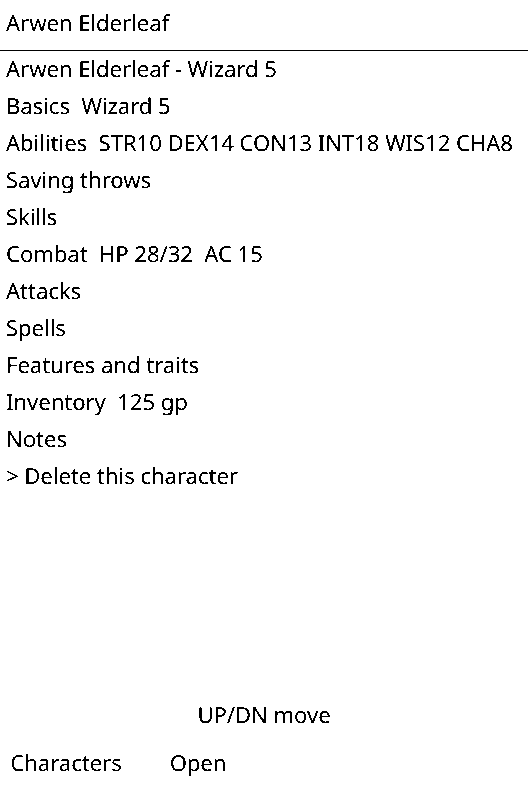 5E Character Sheet screenshot 1